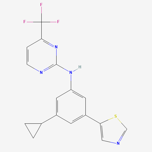 N-[3-cyclopropyl-5-(1,3-thiazol-5-yl)phenyl]-4-(trifluoromethyl)pyrimidin-2-amine (CAS: 1312535-55-9) - Chemical Structure and Molecular Formula 