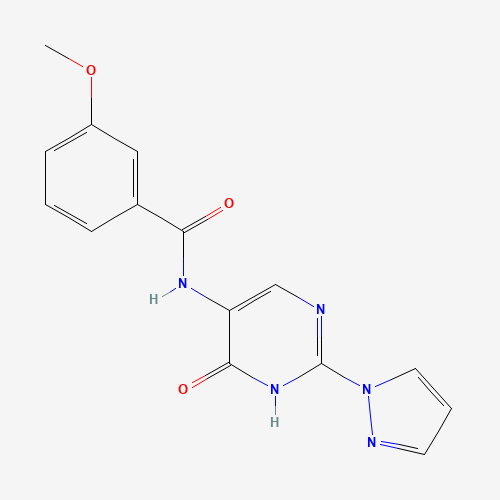 3-methoxy-N-(6-oxo-2-pyrazol-1-yl-1H-pyrimidin-5-yl)benzamide (CAS: 1343457-78-2) - Chemical Structure and Molecular Formula 