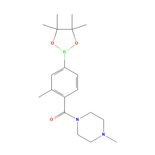 (4-methylpiperazin-1-yl)-[2-methyl-4-(4,4,5,5-tetramethyl-1,3,2-dioxaborolan-2-yl)phenyl]methanone (CAS: 1092563-26-2) - Chemical Structure and Molecular Formula 