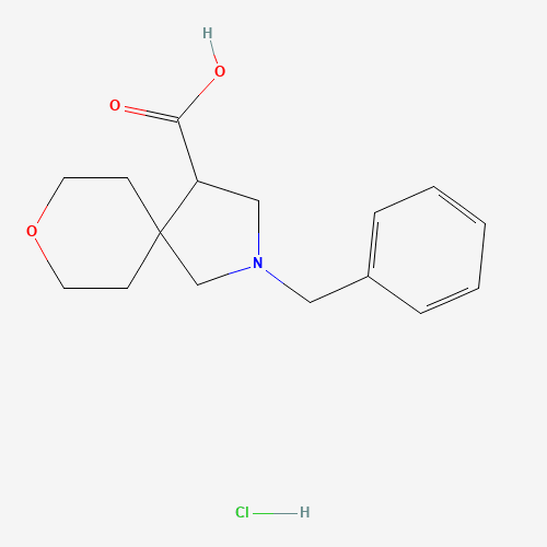 2-benzyl-8-oxa-2-azaspiro[4.5]decane-4-carboxylic acid;hydrochloride (CAS: 1227608-06-1) - Chemical Structure and Molecular Formula 