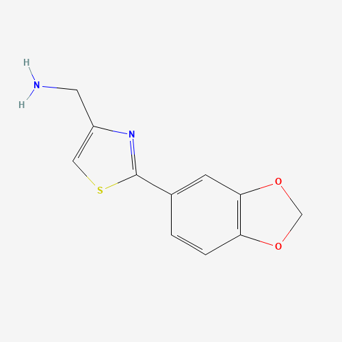 [2-(1,3-benzodioxol-5-yl)-1,3-thiazol-4-yl]methanamine (CAS: 885279-79-8) - Chemical Structure and Molecular Formula 