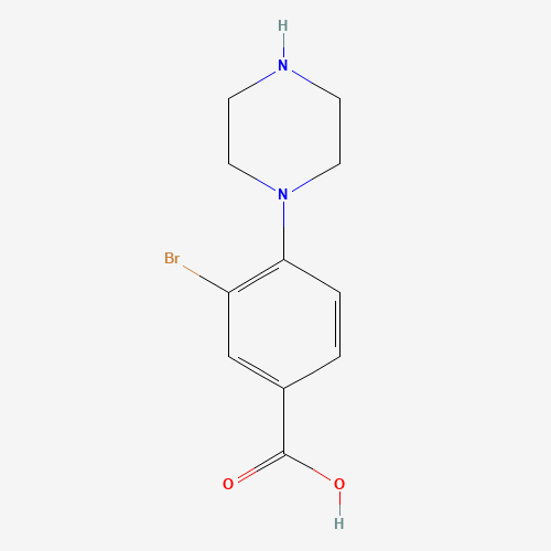 3-bromo-4-piperazin-1-ylbenzoic acid (CAS: 1131594-67-6) - Chemical Structure and Molecular Formula 