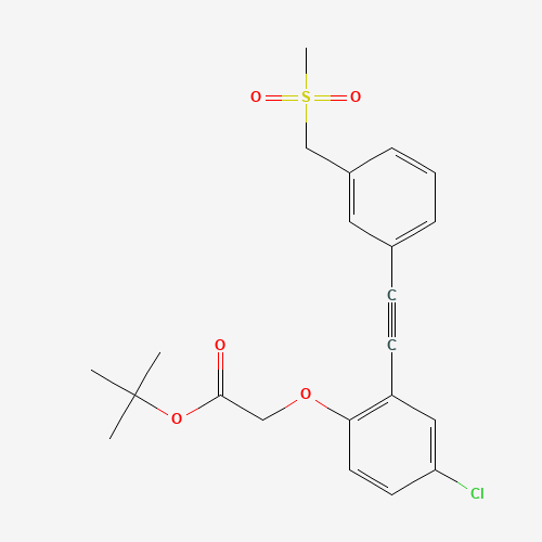 tert-butyl 2-[4-chloro-2-[2-[3-(methylsulfonylmethyl)phenyl]ethynyl]phenoxy]acetate (CAS: 1240287-75-5) - Chemical Structure and Molecular Formula 