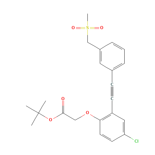 tert-butyl 2-[4-chloro-2-[2-[3-(methylsulfonylmethyl)phenyl]ethynyl]phenoxy]acetate (CAS: 1240287-75-5) - Related Chemical Product