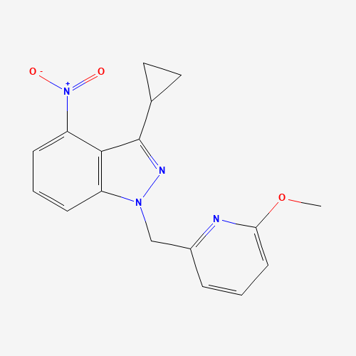 3-cyclopropyl-1-[(6-methoxypyridin-2-yl)methyl]-4-nitroindazole (CAS: 1527518-35-9) - Chemical Structure and Molecular Formula 