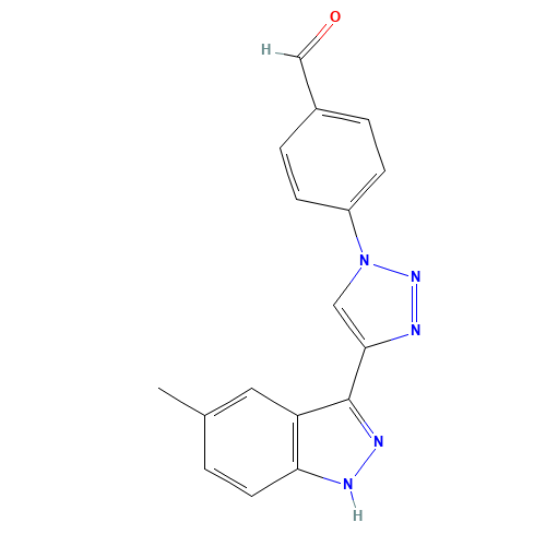4-[4-(5-methyl-1H-indazol-3-yl)triazol-1-yl]benzaldehyde (CAS: 1383705-79-0) - Chemical Structure and Molecular Formula 