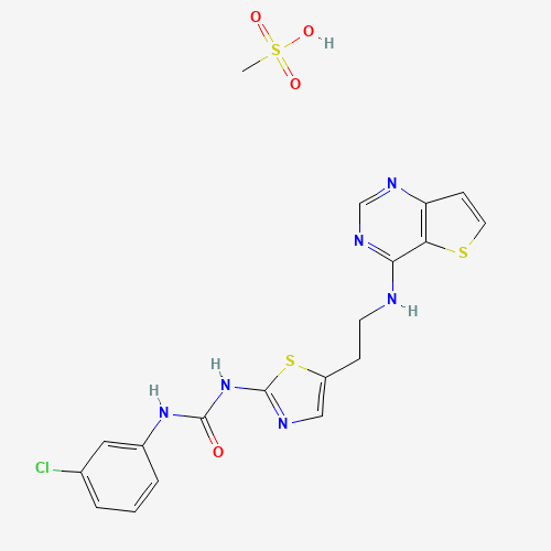 1-(3-chlorophenyl)-3-[5-[2-(thieno[3,2-d]pyrimidin-4-ylamino)ethyl]-1,3-thiazol-2-yl]urea;methanesulfonic acid (CAS: 1146618-41-8) - Related Chemical Product