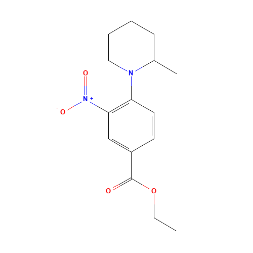 ethyl 4-(2-methylpiperidin-1-yl)-3-nitrobenzoate (CAS: 1141473-70-2) - Chemical Structure and Molecular Formula 