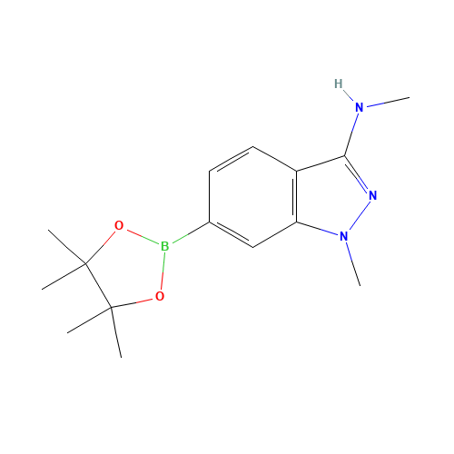 N,1-dimethyl-6-(4,4,5,5-tetramethyl-1,3,2-dioxaborolan-2-yl)indazol-3-amine (CAS: 1187968-55-3) - Chemical Structure and Molecular Formula 