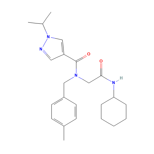 N-[2-(cyclohexylamino)-2-oxoethyl]-N-[(4-methylphenyl)methyl]-1-propan-2-ylpyrazole-4-carboxamide (CAS: 604754-53-2) - Related Chemical Product