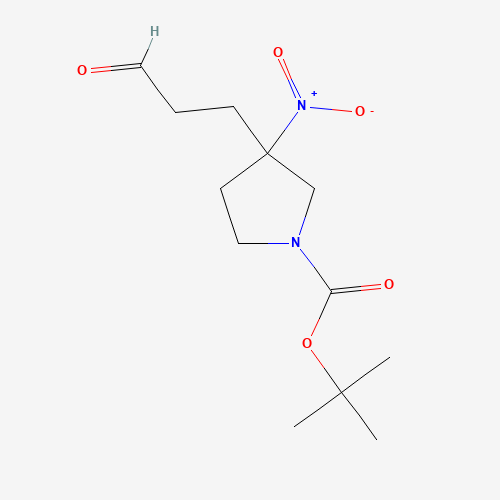 tert-butyl 3-nitro-3-(3-oxopropyl)pyrrolidine-1-carboxylate (CAS: 1309581-44-9) - Chemical Structure and Molecular Formula 