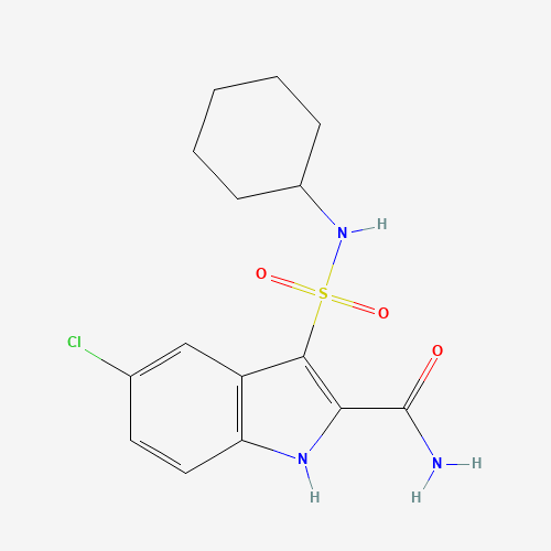 5-chloro-3-(cyclohexylsulfamoyl)-1H-indole-2-carboxamide (CAS: 660412-60-2) - Related Chemical Product