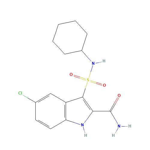 5-chloro-3-(cyclohexylsulfamoyl)-1H-indole-2-carboxamide (CAS: 660412-60-2) - Related Chemical Product