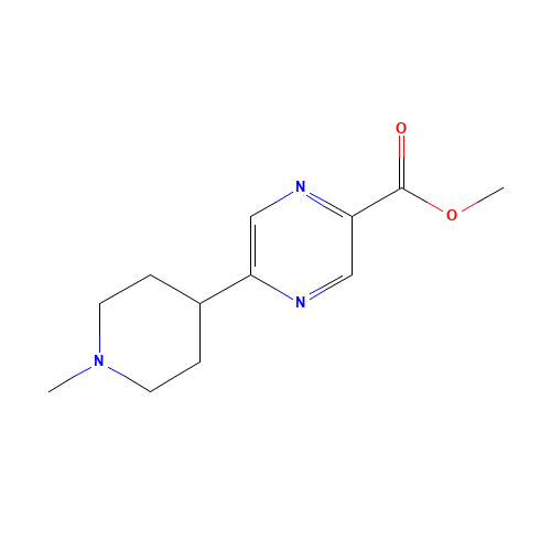methyl 5-(1-methylpiperidin-4-yl)pyrazine-2-carboxylate (CAS: 1035271-45-4) - Chemical Structure and Molecular Formula 