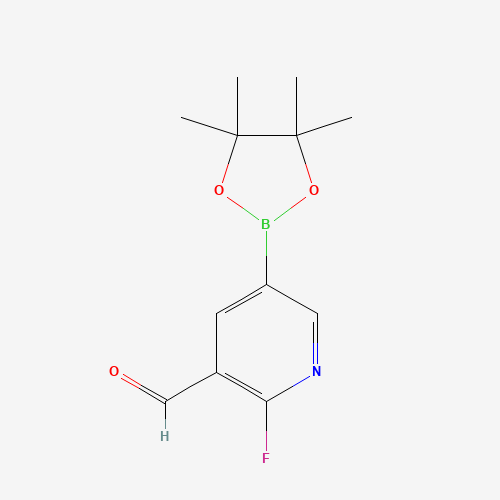 2-fluoro-5-(4,4,5,5-tetramethyl-1,3,2-dioxaborolan-2-yl)pyridine-3-carbaldehyde (CAS: 1333319-63-3) - Chemical Structure and Molecular Formula 