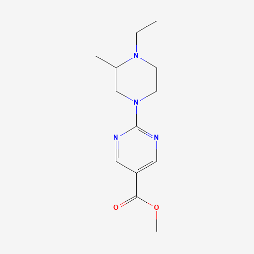 methyl 2-(4-ethyl-3-methylpiperazin-1-yl)pyrimidine-5-carboxylate (CAS: 1035271-36-3) - Chemical Structure and Molecular Formula 