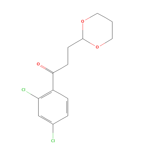 1-(2,4-dichlorophenyl)-3-(1,3-dioxan-2-yl)propan-1-one (CAS: 884504-46-5) - Chemical Structure and Molecular Formula 