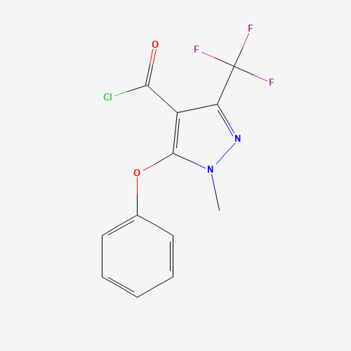 1-methyl-5-phenoxy-3-(trifluoromethyl)pyrazole-4-carbonyl chloride (CAS: 921939-09-5) - Chemical Structure and Molecular Formula 