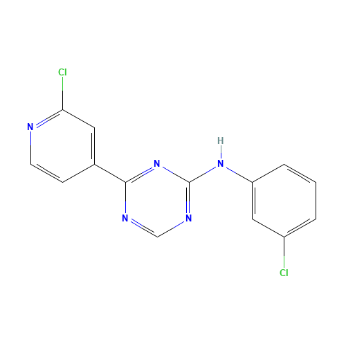 N-(3-chlorophenyl)-4-(2-chloropyridin-4-yl)-1,3,5-triazin-2-amine (CAS: 652153-37-2) - Chemical Structure and Molecular Formula 