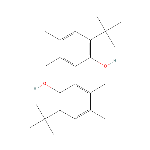 6-tert-butyl-2-(3-tert-butyl-2-hydroxy-5,6-dimethylphenyl)-3,4-dimethylphenol (CAS: 205927-03-3) - Chemical Structure and Molecular Formula 