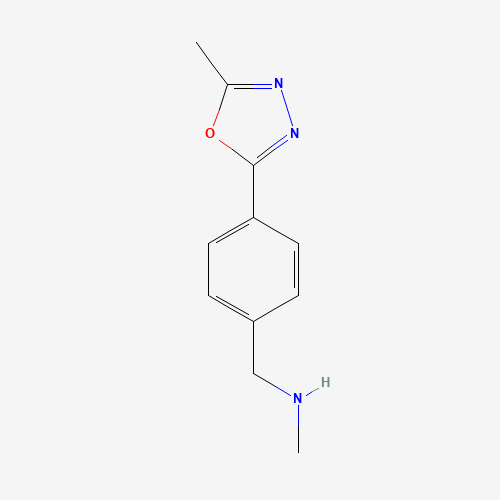 N-methyl-1-[4-(5-methyl-1,3,4-oxadiazol-2-yl)phenyl]methanamine (CAS: 944450-83-3) - Chemical Structure and Molecular Formula 