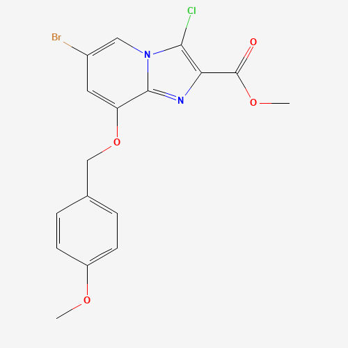 methyl 6-bromo-3-chloro-8-[(4-methoxyphenyl)methoxy]imidazo[1,2-a]pyridine-2-carboxylate (CAS: 1284249-72-4) - Chemical Structure and Molecular Formula 