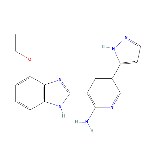 3-(4-ethoxy-1H-benzimidazol-2-yl)-5-(1H-pyrazol-5-yl)pyridin-2-amine (CAS: 1261221-00-4) - Chemical Structure and Molecular Formula 