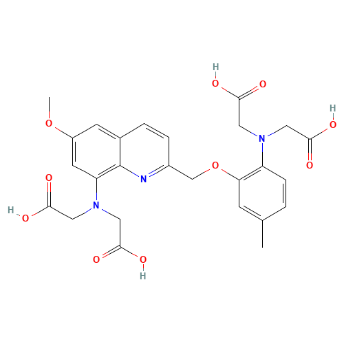 2-[2-[[8-[bis(carboxymethyl)amino]-6-methoxyquinolin-2-yl]methoxy]-N-(carboxymethyl)-4-methylanilino]acetic acid (CAS: 83014-44-2) - Chemical Structure and Molecular Formula 