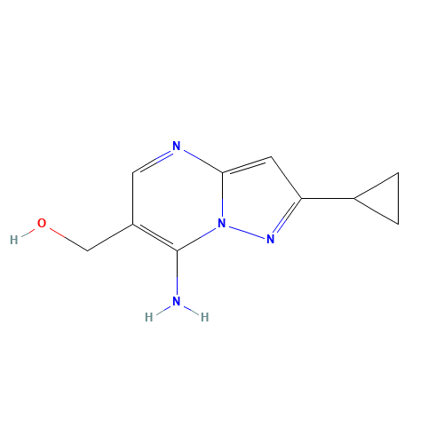(7-amino-2-cyclopropylpyrazolo[1,5-a]pyrimidin-6-yl)methanol (CAS: 1245768-58-4) - Chemical Structure and Molecular Formula 
