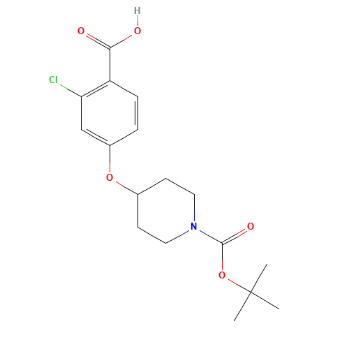 2-chloro-4-[1-[(2-methylpropan-2-yl)oxycarbonyl]piperidin-4-yl]oxybenzoic acid (CAS: 162045-58-1) - Related Chemical Product