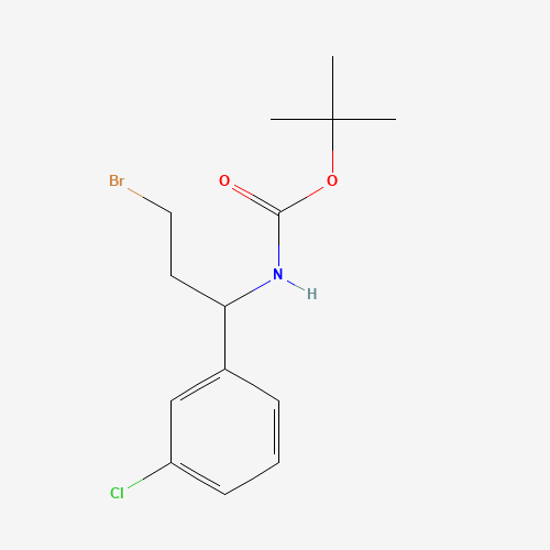 tert-butyl N-[3-bromo-1-(3-chlorophenyl)propyl]carbamate (CAS: 924817-77-6) - Chemical Structure and Molecular Formula 