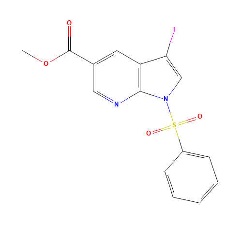 methyl 1-(benzenesulfonyl)-3-iodopyrrolo[2,3-b]pyridine-5-carboxylate (CAS: 1001414-06-7) - Related Chemical Product