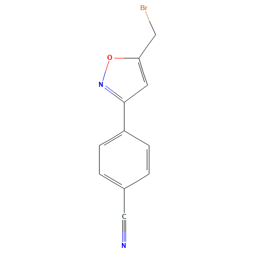 4-[5-(bromomethyl)-1,2-oxazol-3-yl]benzonitrile (CAS: 1158735-34-2) - Chemical Structure and Molecular Formula 