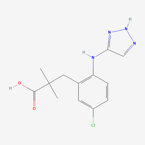 3-[5-chloro-2-(2H-triazol-4-ylamino)phenyl]-2,2-dimethylpropanoic acid (CAS: 1611444-37-1) - Chemical Structure and Molecular Formula 