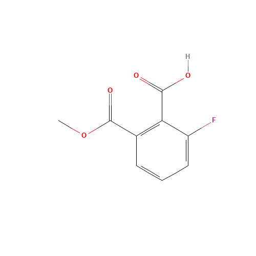 2-fluoro-6-methoxycarbonylbenzoic acid (CAS: 1256593-39-1) - Chemical Structure and Molecular Formula 