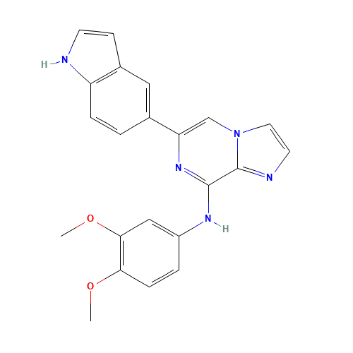 N-(3,4-dimethoxyphenyl)-6-(1H-indol-5-yl)imidazo[1,2-a]pyrazin-8-amine (CAS: 1229207-17-3) - Chemical Structure and Molecular Formula 