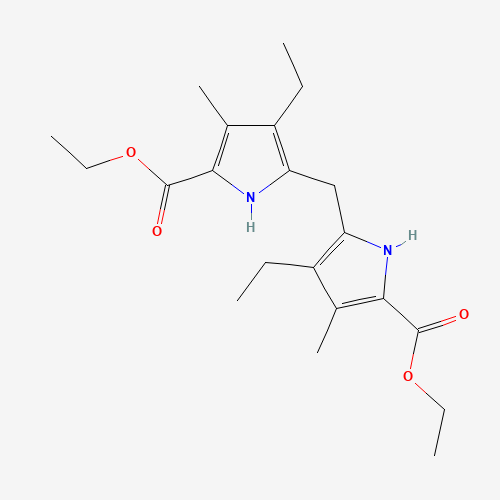 ethyl 5-[(5-ethoxycarbonyl-3-ethyl-4-methyl-1H-pyrrol-2-yl)methyl]-4-ethyl-3-methyl-1H-pyrrole-2-carboxylate (CAS: 6305-93-7) - Chemical Structure and Molecular Formula 