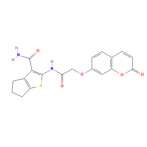 2-[[2-(2-oxochromen-7-yl)oxyacetyl]amino]-5,6-dihydro-4H-cyclopenta[b]thiophene-3-carboxamide (CAS: 791597-51-8) - Related Chemical Product