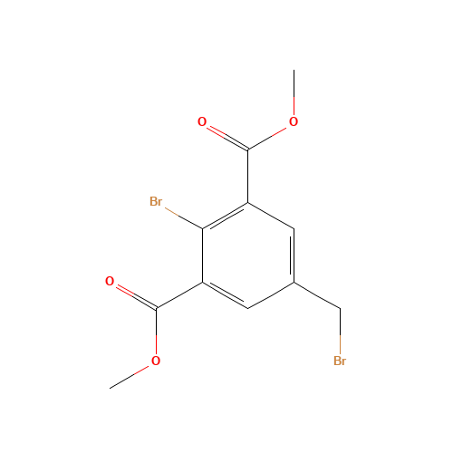dimethyl 2-bromo-5-(bromomethyl)benzene-1,3-dicarboxylate (CAS: 1378431-57-2) - Chemical Structure and Molecular Formula 