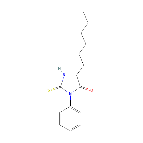 5-hexyl-3-phenyl-2-sulfanylideneimidazolidin-4-one (CAS: 66359-13-5) - Chemical Structure and Molecular Formula 
