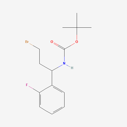tert-butyl N-[3-bromo-1-(2-fluorophenyl)propyl]carbamate (CAS: 924818-00-8) - Chemical Structure and Molecular Formula 