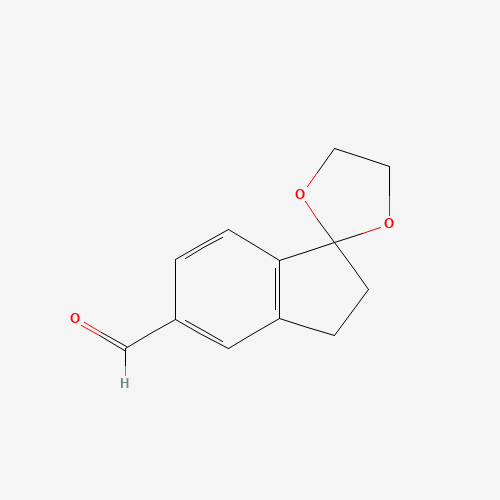spiro[1,3-dioxolane-2,1'-2,3-dihydroindene]-5'-carbaldehyde (CAS: 908860-66-2) - Chemical Structure and Molecular Formula 
