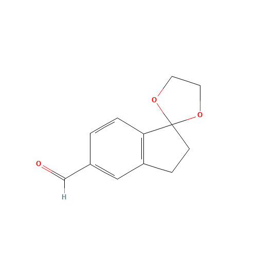 spiro[1,3-dioxolane-2,1'-2,3-dihydroindene]-5'-carbaldehyde (CAS: 908860-66-2) - Chemical Structure and Molecular Formula 
