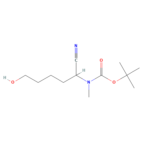 tert-butyl N-(1-cyano-5-hydroxypentyl)-N-methylcarbamate (CAS: 724445-95-8) - Chemical Structure and Molecular Formula 