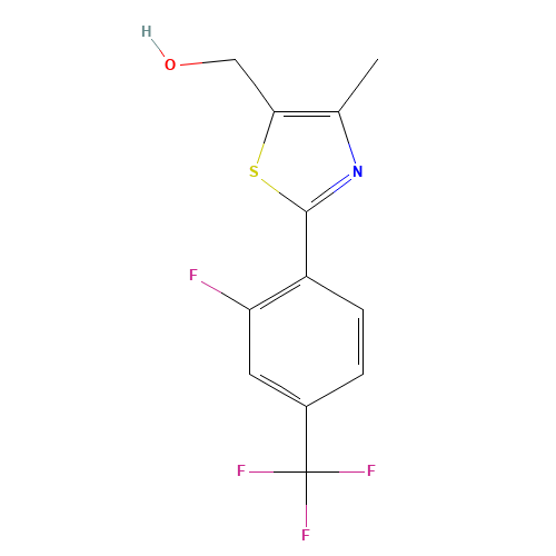 [2-[2-fluoro-4-(trifluoromethyl)phenyl]-4-methyl-1,3-thiazol-5-yl]methanol (CAS: 317319-36-1) - Chemical Structure and Molecular Formula 
