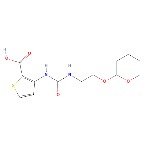 3-[2-(oxan-2-yloxy)ethylcarbamoylamino]thiophene-2-carboxylic acid (CAS: 1265892-01-0) - Chemical Structure and Molecular Formula 