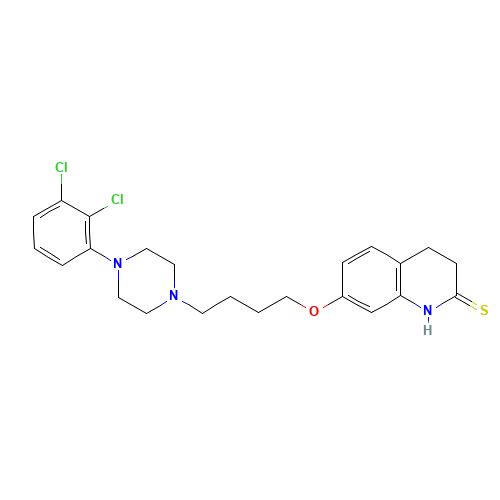 7-[4-[4-(2,3-dichlorophenyl)piperazin-1-yl]butoxy]-3,4-dihydro-1H-quinoline-2-thione (CAS: 573691-04-0) - Chemical Structure and Molecular Formula 