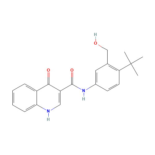 N-[4-tert-butyl-3-(hydroxymethyl)phenyl]-4-oxo-1H-quinoline-3-carboxamide (CAS: 873050-23-8) - Chemical Structure and Molecular Formula 