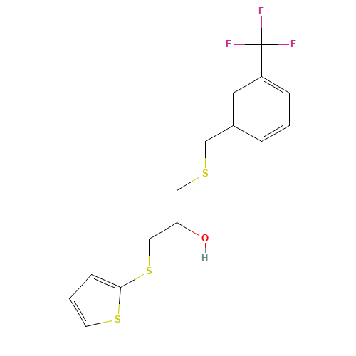 1-thiophen-2-ylsulfanyl-3-[[3-(trifluoromethyl)phenyl]methylsulfanyl]propan-2-ol (CAS: 648427-29-6) - Related Chemical Product