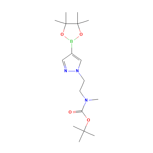 tert-butyl N-methyl-N-[2-[4-(4,4,5,5-tetramethyl-1,3,2-dioxaborolan-2-yl)pyrazol-1-yl]ethyl]carbamate (CAS: 1300695-57-1) - Chemical Structure and Molecular Formula 